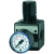 Pressure regulators with continuous pressure supply, incl. pressure gauge