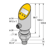 6832920 - Pressure Transmitter (Rotatable), With Analog Output and PNP/NPN Transistor Swit